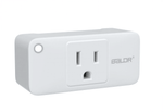 White rectangular plastic smart socket with one three-prong outlet, a power button, and the BALDR logo.
