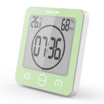 BALDR CL0007 Waterproof Alarm Clock with Timer for Bathroom Shower - Wall Mounted LCD Clock Displays Time, Temperature & Indoor Relative Humidity - BALDR Electronic