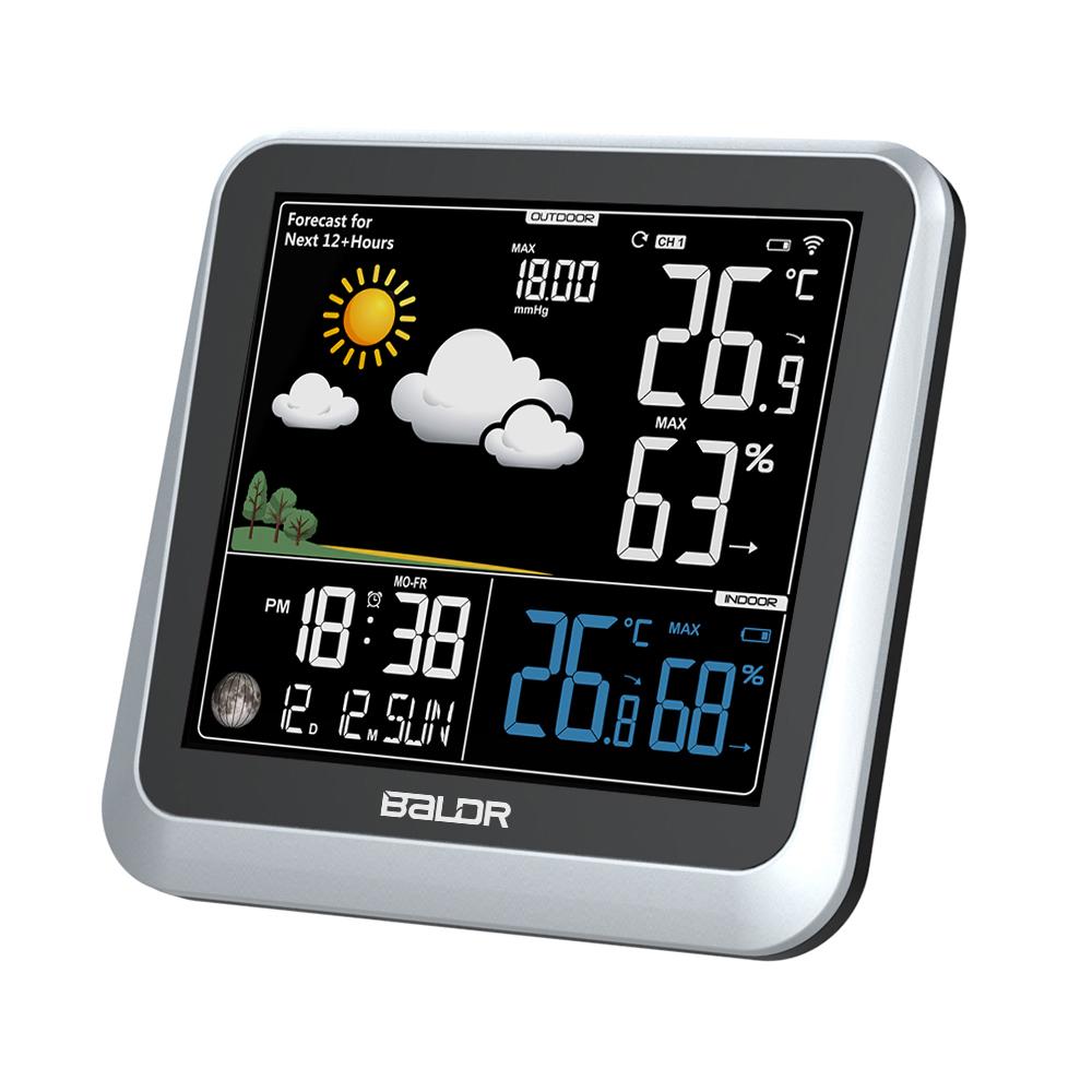 BALDR WS0336 Wireless Indoor/Outdoor Weather Station - Thermometer & Hygrometer - Temperature & Humidity - Constant Backlight - Power Adapter Included - BALDR Electronic