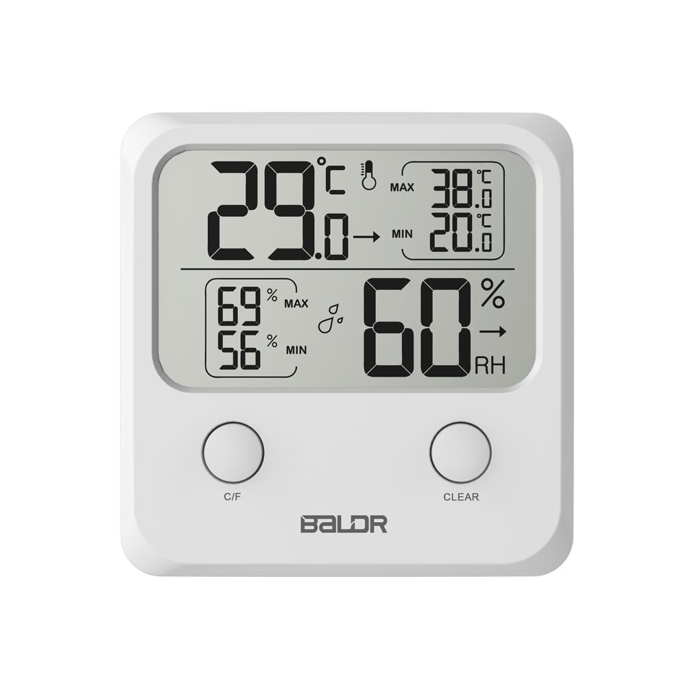 Digital Thermo-Hygrometer Square Thermometer White - BALDR Electronic