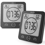 BALDR CL0007s 2xSet of Waterproof Alarm Clock w/Timer for Bathroom Shower - Wall Mounted LCD Clock Displays Time, Temperature & Indoor Humidity - BALDR Electronic