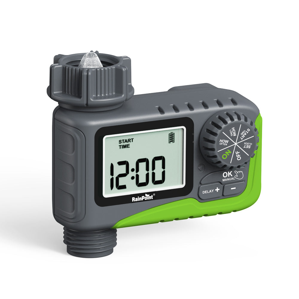 RAINPOINT Sprinkler Timer, Programmable Water Timer for Garden Hose, Outdoor Soaker Hose Timer with Rain Delay/Manual/Automatic Watering System, Digital Irrigation Timer for Yard, Lawn, 1 Outlet