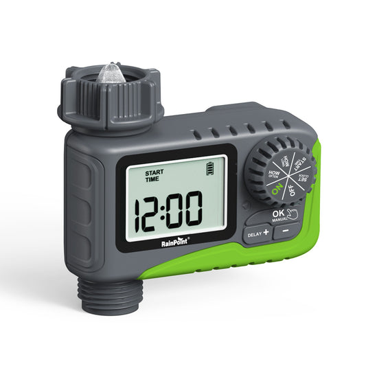 RAINPOINT Sprinkler Timer, Programmable Water Timer for Garden Hose, Outdoor Soaker Hose Timer with Rain Delay/Manual/Automatic Watering System, Digital Irrigation Timer for Yard, Lawn, 1 Outlet