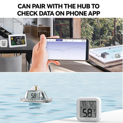 RAINPOINT Wireless Pool Thermometer - Accurate Swimming Pool and Pond Temperature Monitor with Indoor Display