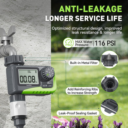 RAINPOINT Sprinkler Timer, Programmable Water Timer for Garden Hose, Outdoor Soaker Hose Timer with Rain Delay/Manual/Automatic Watering System, Digital Irrigation Timer for Yard, Lawn, 1 Outlet