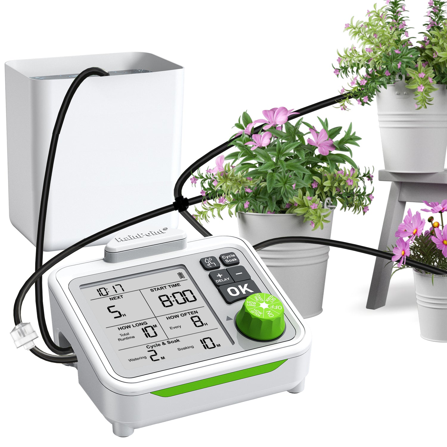 RAINPOINT Automatic Plant Watering System with Large Display – Self Watering Drip Irrigation Kit for Up to 20 Indoor & Outdoor Potted Plants, Balcony, Patio, Office, Greenhouse, Grow Tent