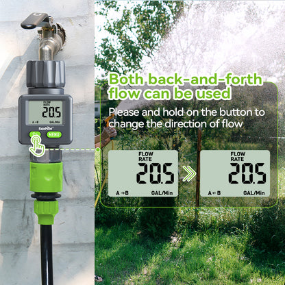 RAINPOINT Bi-Directional Measurement Digital Water Flow Meter for RV Tank Hose with Gallon/Liter Switch Indoor, Consumption & Flow Rate Monitor for Outdoor Garden Hose Sprinkler Bandit Travel Trailer