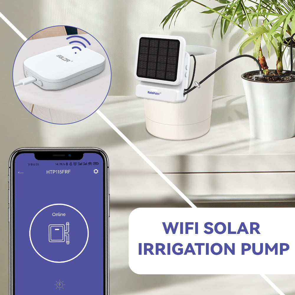 BALDR Wi-Fi App-Controlled Indoor Watering Timer, Solar Panel Powered Pump, Rain Delays, Smart Scheduling for House Plants While You are Away