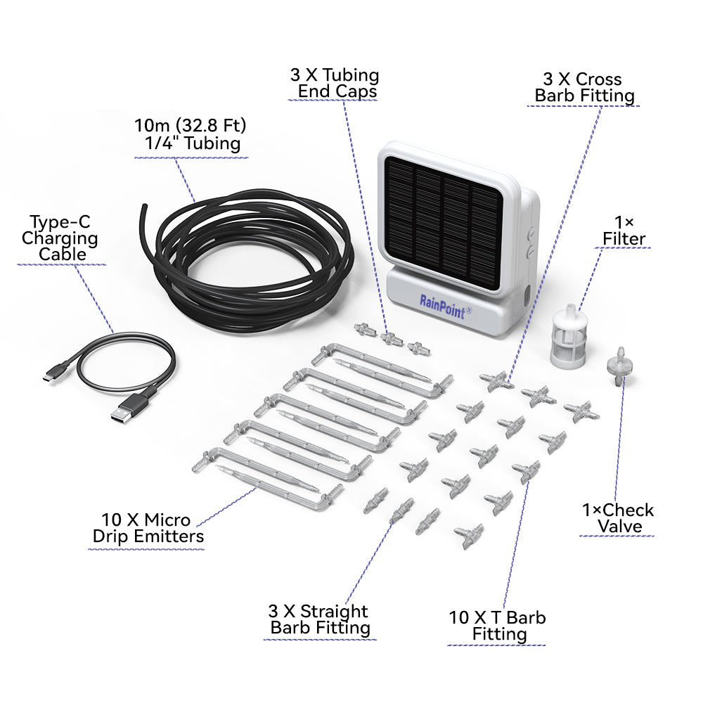 BALDR Wi-Fi App-Controlled Indoor Watering Timer, Solar Panel Powered Pump, Rain Delays, Smart Scheduling for House Plants While You are Away