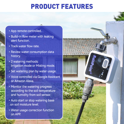 Rainpoint Sprinkler and Hose Timer, Wi-Fi Water Timer for Lawn Sprinkler, Smart Sprinkler Timer for Garden Hose Faucet, Wireless Control via WiFi Hub Socket, Smart Automatic Irrigation Timer