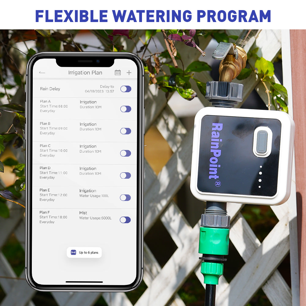 Rainpoint Sprinkler and Hose Timer, Wi-Fi Water Timer for Lawn Sprinkler, Smart Sprinkler Timer for Garden Hose Faucet, Wireless Control via WiFi Hub Socket, Smart Automatic Irrigation Timer