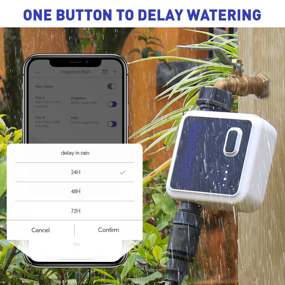 Rainpoint Sprinkler and Hose Timer, Wi-Fi Water Timer for Lawn Sprinkler, Smart Sprinkler Timer for Garden Hose Faucet, Wireless Control via WiFi Hub Socket, Smart Automatic Irrigation Timer