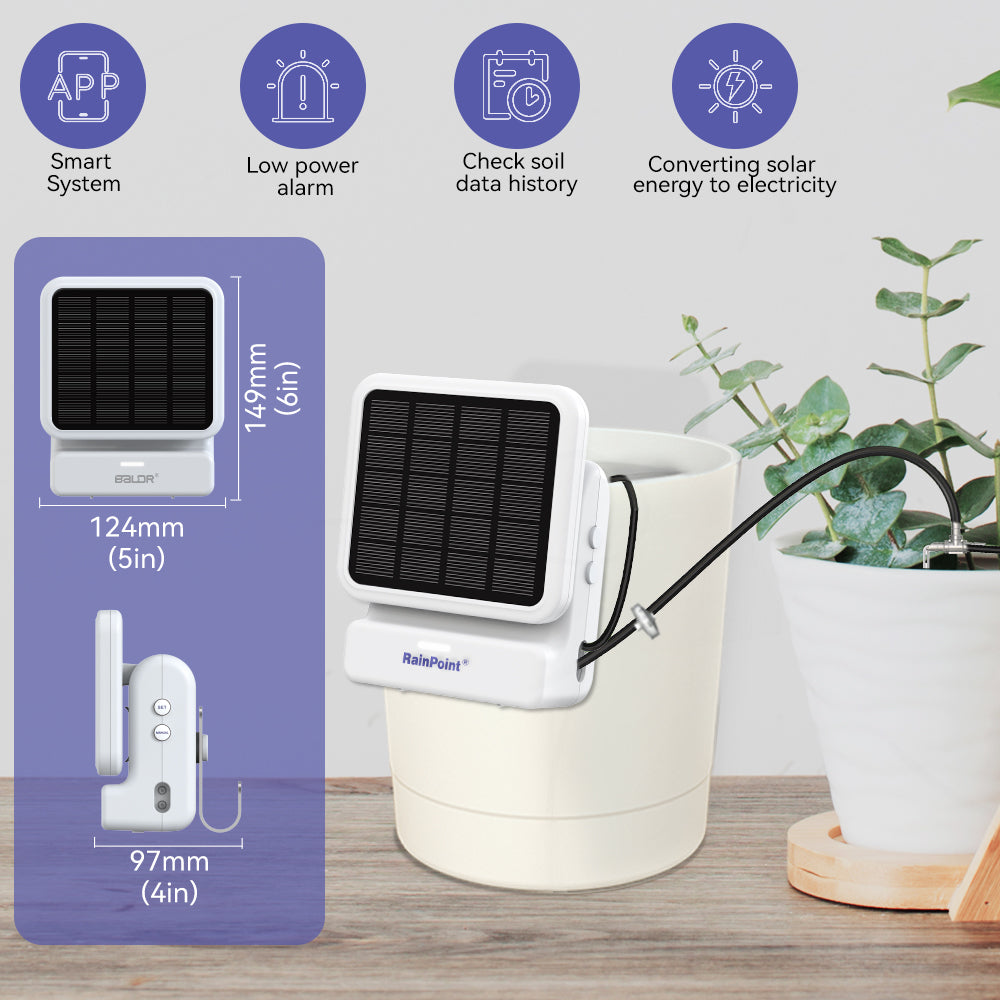 RainPoint Wi-Fi App-Controlled Indoor Watering Timer, Solar Panel Powered Pump, Rain Delays, Smart Scheduling for House Plants While You are Away, Includes Mini Wifi Gateway Hub