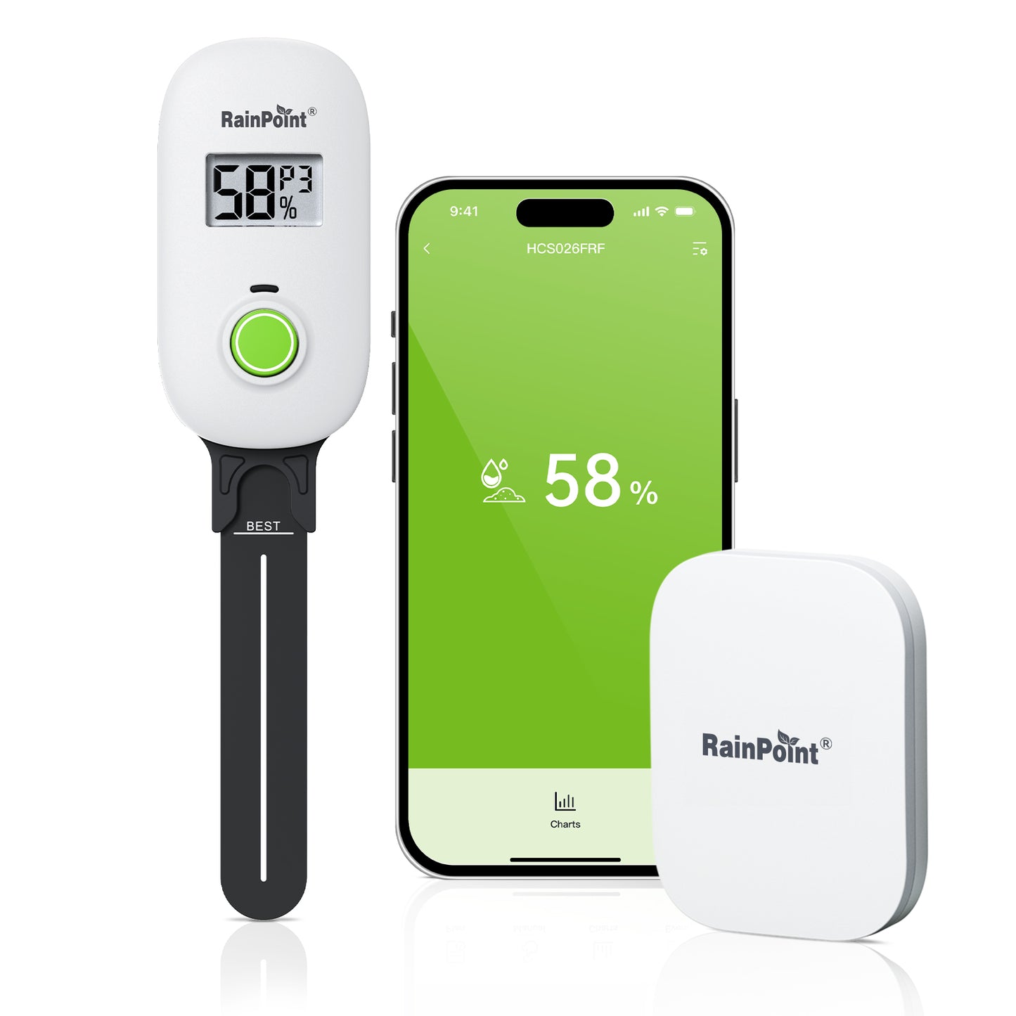 RAINPOINT Smart Digital Wireless Plant Moisture Meter Houseplant Indoor, Leave-in Soil Hygrometer Sensor, Real-time Monitor Humidity