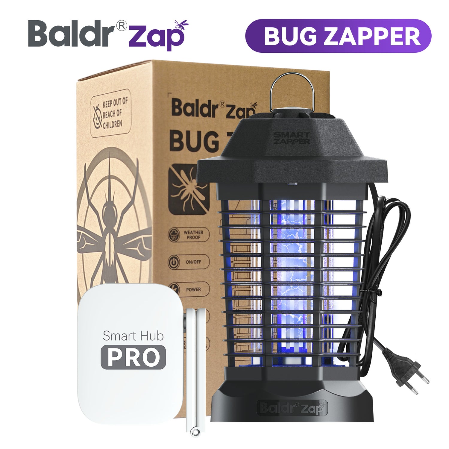 BaldrZap Smart Mosquito Killer with App Control & 3000V High-Voltage Grid