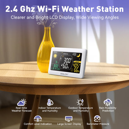 BALDR Wi-Fi Weather Station, Smart Wireless Indoor Outdoor Thermometer with App and Online Real-time Forecast, One Remotely Monitor Temperature Sensor Included - 2025 Updated  Version