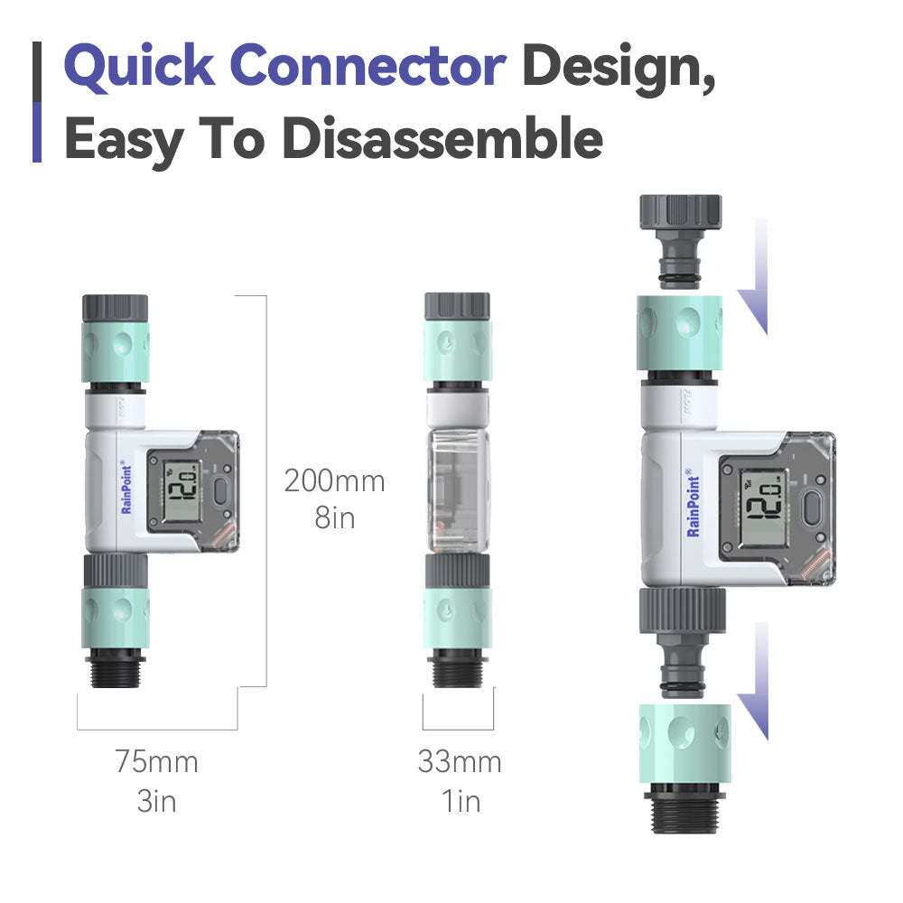 RainPoint Wi-Fi Water Flow Meter for Garden Hose - Smart Water Meter for Garden Hose with 4 Flow Modes, Real-Time Flow Tracking, Easy Reading Display, Usage Alerts - WiFi Gateway Hub not Included