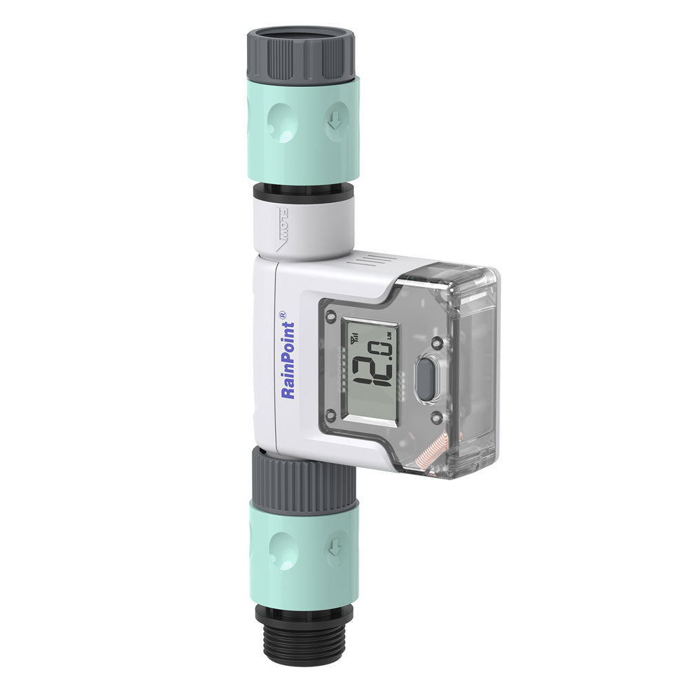 RainPoint Wi-Fi Water Flow Meter for Garden Hose - Smart Water Meter for Garden Hose with 4 Flow Modes, Real-Time Flow Tracking, Easy Reading Display, Usage Alerts - Optional WiFi Gateway Hub