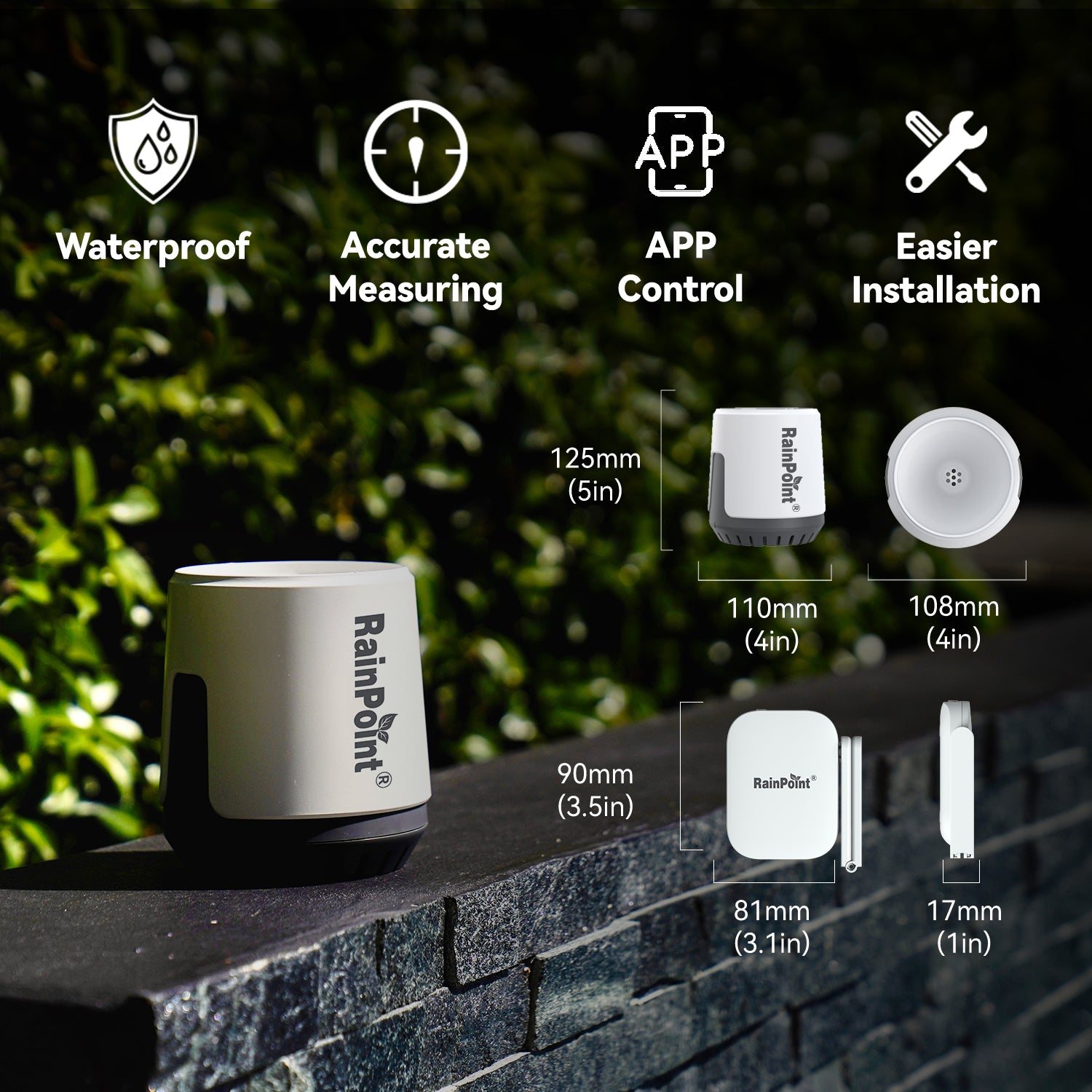 RainPoint Wireless Wi-Fi Digital Rain Gauge with Gateway Hub