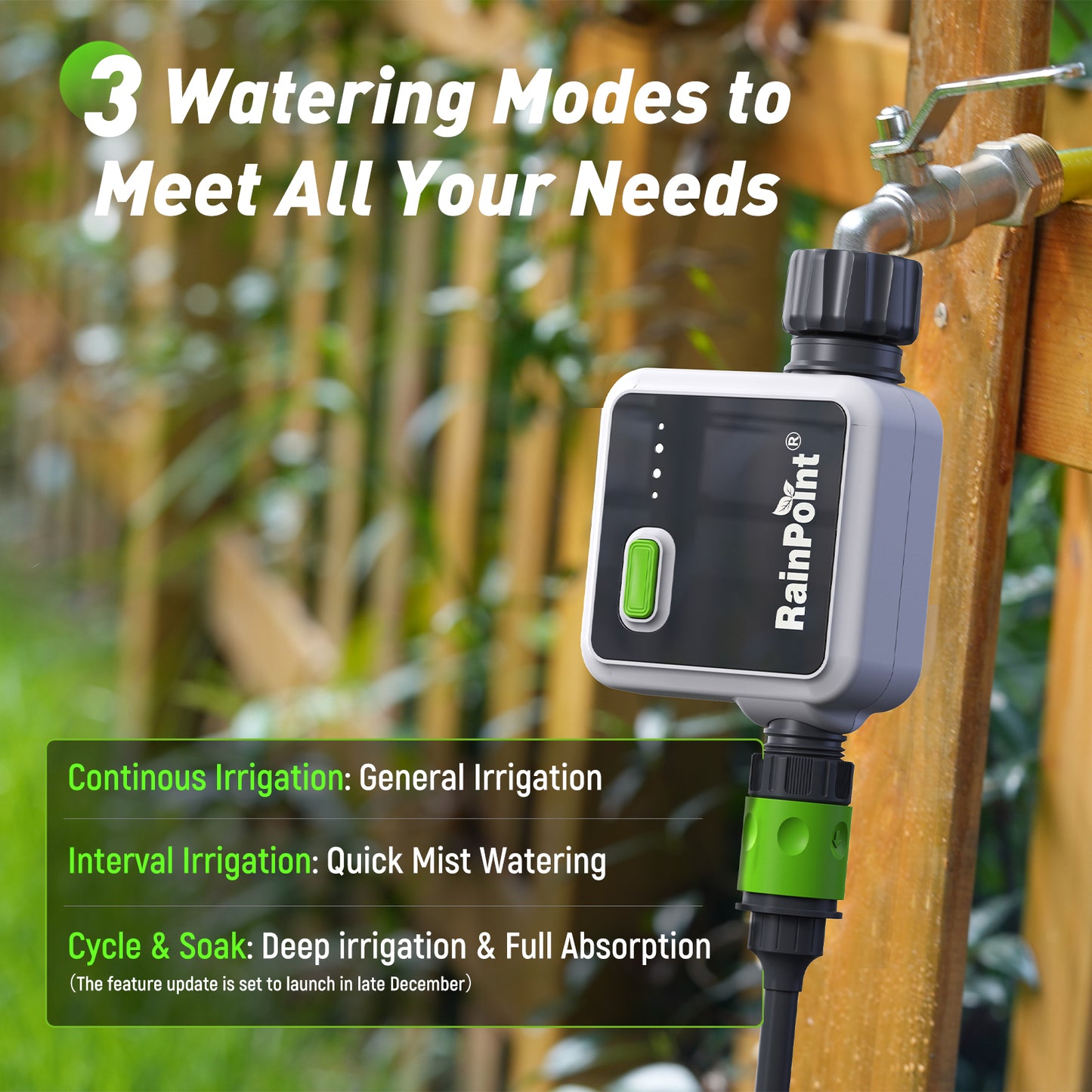 RAINPOINT Wireless Smart Water Timer for Garden Hose with Hub, Outdoor Sprinkler Irrigation, Rain Delay, APP Remote Control, WiFi Valve for Faucet Automatic Schedules Lawn,Backyard,Pool