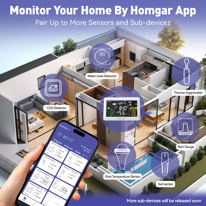 BALDR Wi-Fi Weather Station, Smart Wireless Indoor Outdoor Thermometer with App and Online Real-time Forecast, One Remotely Monitor Temperature Sensor Included - 2025 Updated  Version