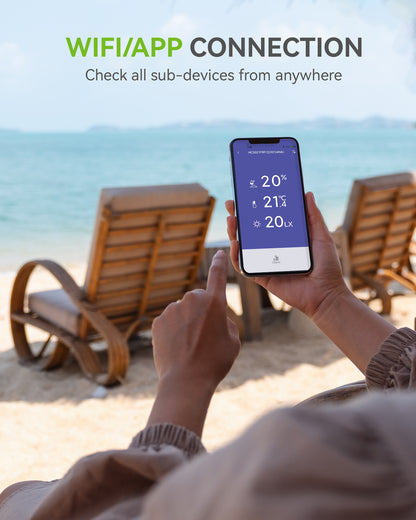 RainPoint Wireless Wi-Fi Gateway, Compatible with Rain Point Wireless Rain Gauge, Soil Moisture Meter, and other Add-on Sub Devices