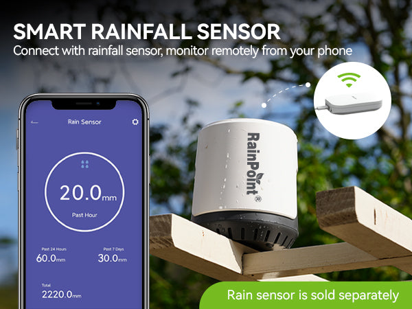 RainPoint Wireless Wifi Gateway, Compatible with Rain Point Wireless Rain Gauge, Soil Moisture Meter, and other Add-on Sub Devices
