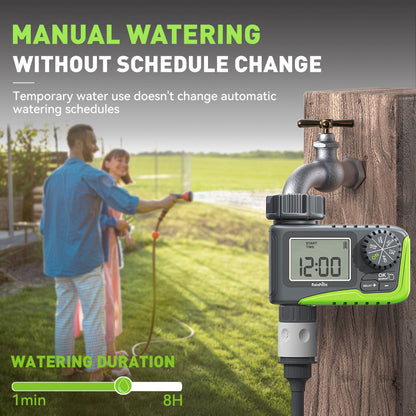 RAINPOINT Sprinkler Timer, Programmable Water Timer for Garden Hose, Outdoor Soaker Hose Timer with Rain Delay/Manual/Automatic Watering System, Digital Irrigation Timer for Yard, Lawn, 1 Outlet