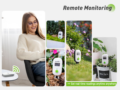 RAINPOINT Smart Digital Wireless Plant Moisture Meter Houseplant Indoor, Leave-in Soil Hygrometer Sensor, Real-time Monitor Humidity