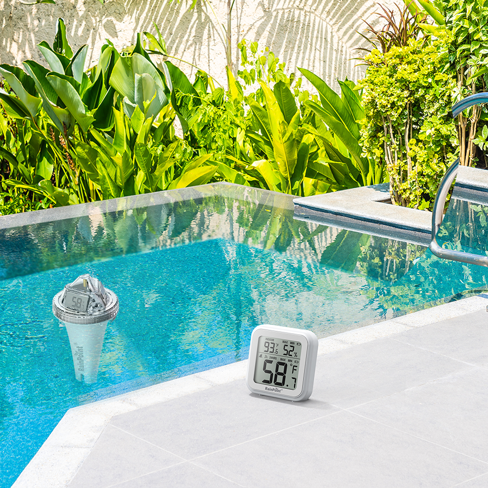 RAINPOINT Wireless Pool Thermometer - Accurate Swimming Pool and Pond Temperature Monitor with Indoor Display