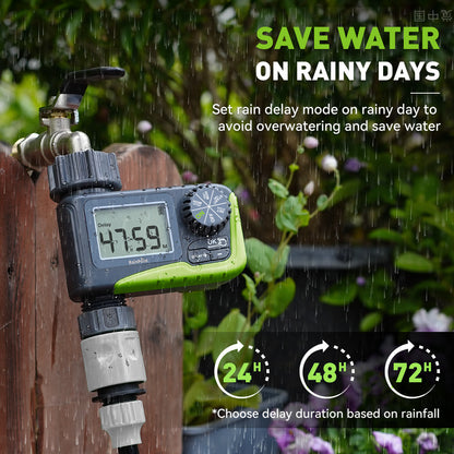RAINPOINT Sprinkler Timer, Programmable Water Timer for Garden Hose, Outdoor Soaker Hose Timer with Rain Delay/Manual/Automatic Watering System, Digital Irrigation Timer for Yard, Lawn, 1 Outlet