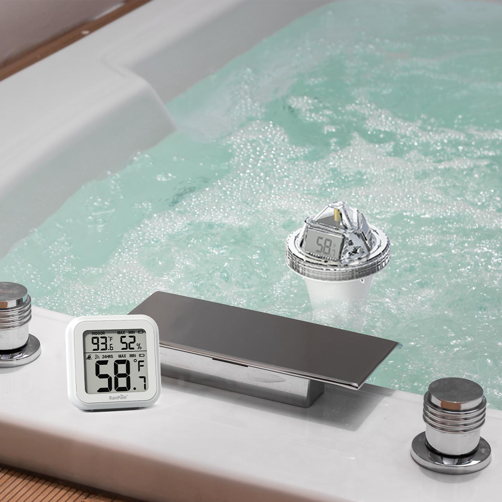 RAINPOINT Wireless Pool Thermometer - Accurate Swimming Pool and Pond Temperature Monitor with Indoor Display