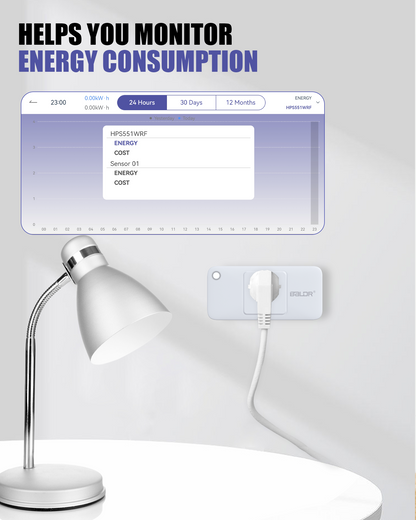 BALDR Wi-Fi Power Meter Hub with One Smart Socket - Remotely Monitor Energy Consumption, Set Tariffs & Budget Alerts - Expandable Energy Monitoring System for Multiple Appliances, 2.4GHZ wifi Network Only