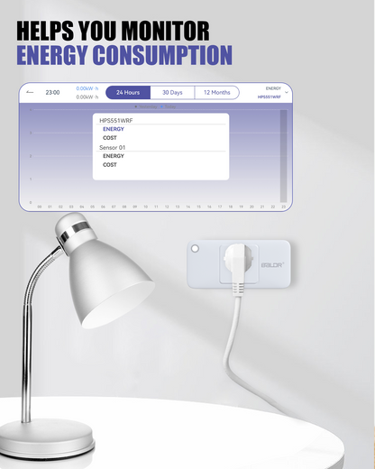 BALDR Wi-Fi Power Meter Hub with One Smart Socket - Remotely Monitor Energy Consumption, Set Tariffs & Budget Alerts - Expandable Energy Monitoring System for Multiple Appliances