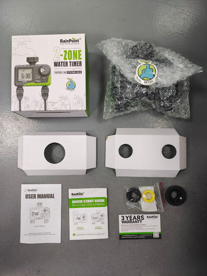 RAINPOINT Water Timer for Garden Hose - 2 Zone Sprinkler Timer with Rain Delay/Manual Watering/Automatic Irrigation Controller System - Water Hose Timer Programmable Faucet Timer for Yard Lawn