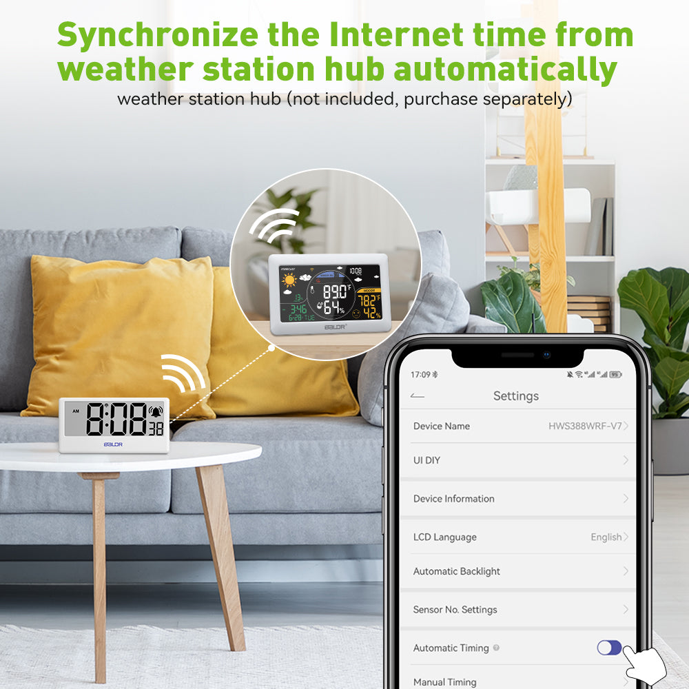 BALDR Wi-Fi Precision Time Clock – Smart Digital Alarm with ...