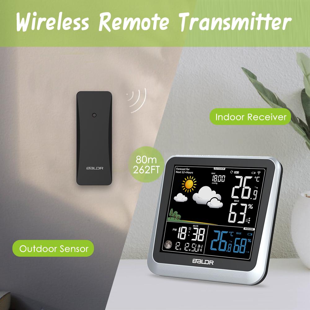 BALDR WS0336 Wireless Indoor/Outdoor Weather Station - Thermometer & Hygrometer - Temperature & Humidity - Constant Backlight - Power Adapter Included - BALDR Electronic