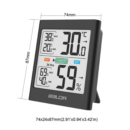 BALDR TH0135 Digital Indoor Thermometer Hygrometer with Motion Motivated Backlight - BALDR Electronic