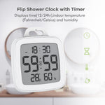 BALDR CL0008 Digital Shower Clock with Timer - Waterproof for Bathrooms - Displays Time, Temperature & Humidity - w/ Built-in Stand & Wall Mount Hole - BALDR Electronic