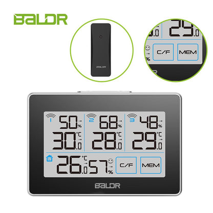 Baldr Weather Station Wireless Digital Humidity Temperature Monitor Moon  Phase Alarm Clock Colorful Barometer Forecast 3 Sensor - AliExpress
