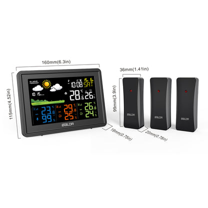 BALDR WS0359 Weather Station Wireless Indoor Outdoor with Temperature Monitor and 3 Remote sensors