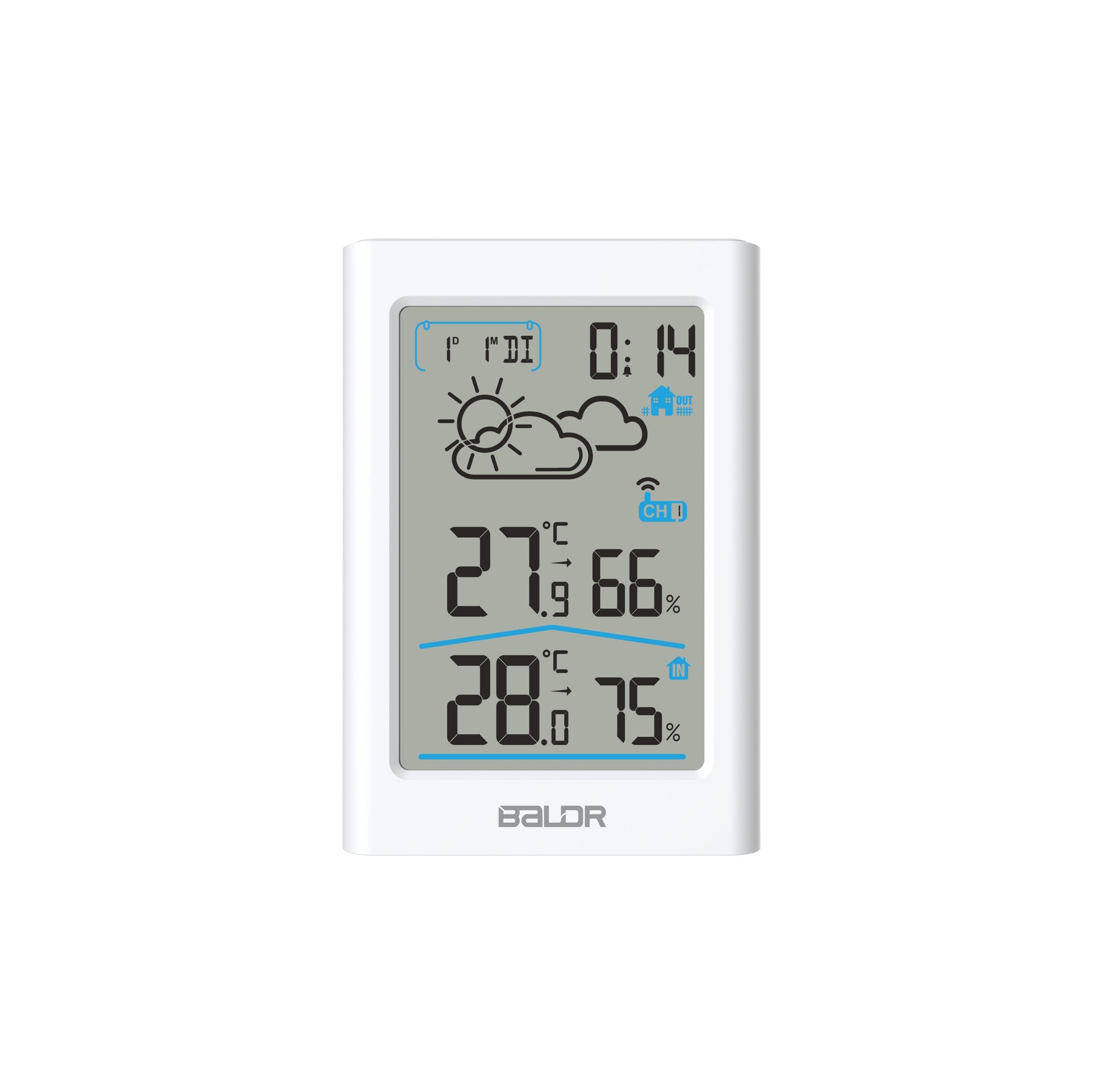 BALDR WS0341 Indoor & Outdoor Thermometer Hygrometer w/ Backlight, Wireless Weather Station, Temperature Monitor & Humidity Gauge, Battery-Operated - BALDR Electronic