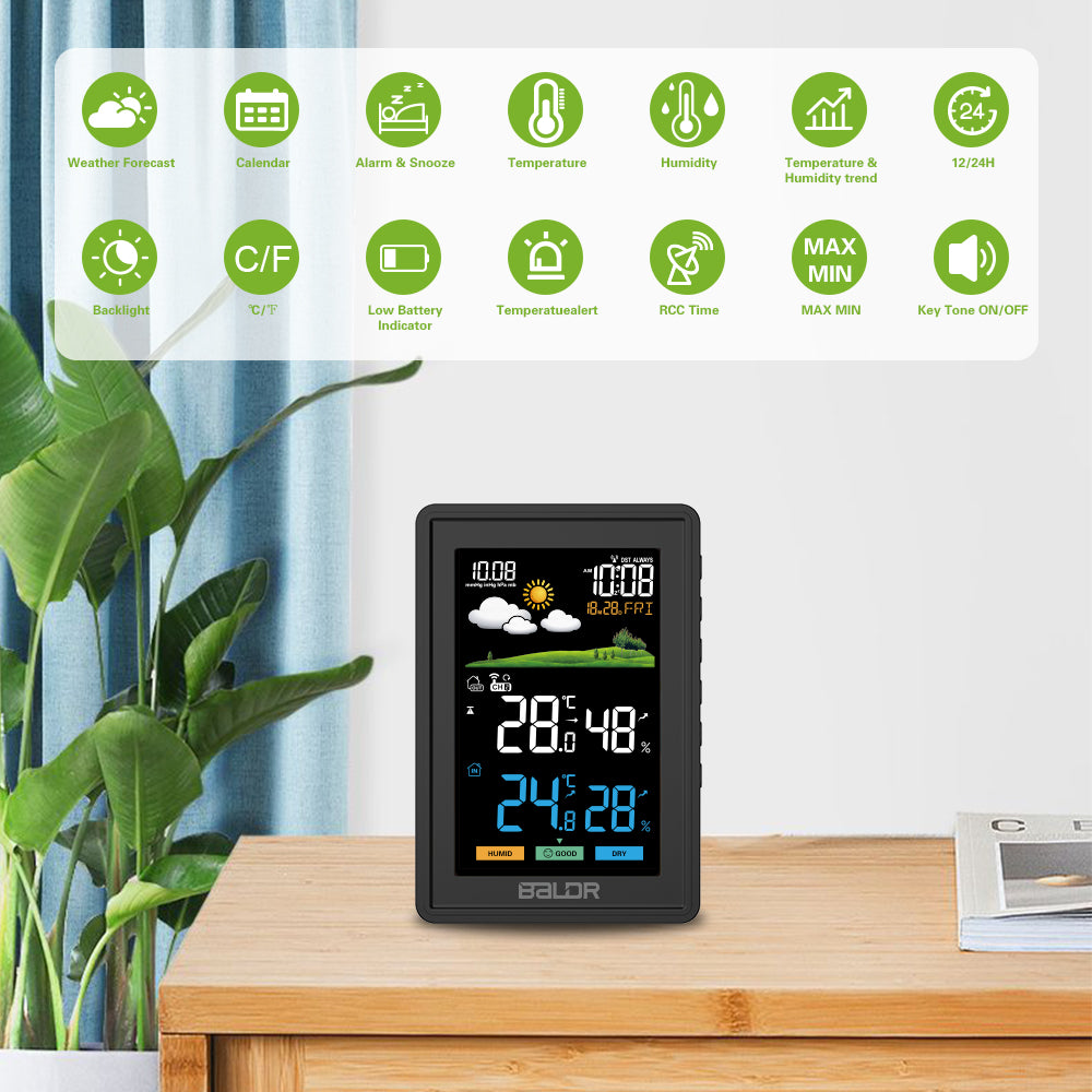 Weather Station Wireless Indoor Outdoor Thermometer with Outdoor Sensor - Baldr Electronic