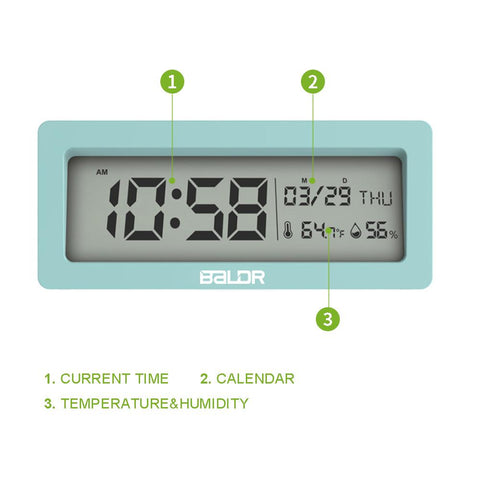BALDR CL0337 Digital Alarm Clock Large LCD Screen Big Time Display Table Travel Clock - BALDR Electronic