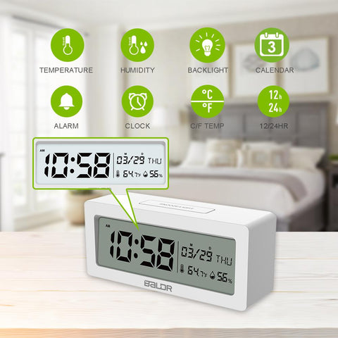 BALDR CL0337 Digital Alarm Clock Large LCD Screen Big Time Display Table Travel Clock - BALDR Electronic