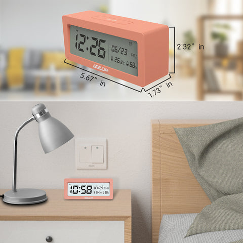 BALDR Digital Alarm Clock w/ Large LCD Screen Big Time Display