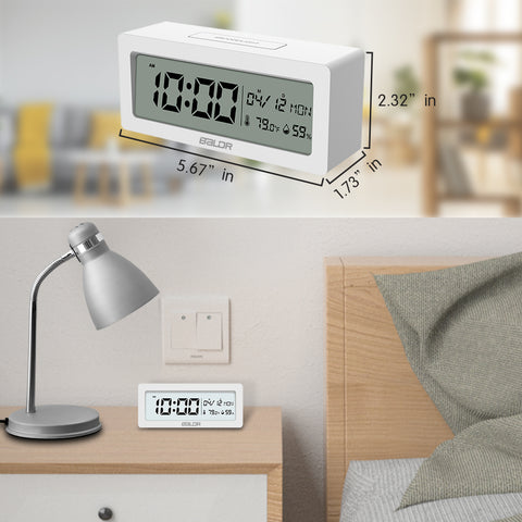 BALDR Digital Alarm Clock w/ Large LCD Screen Big Time Display