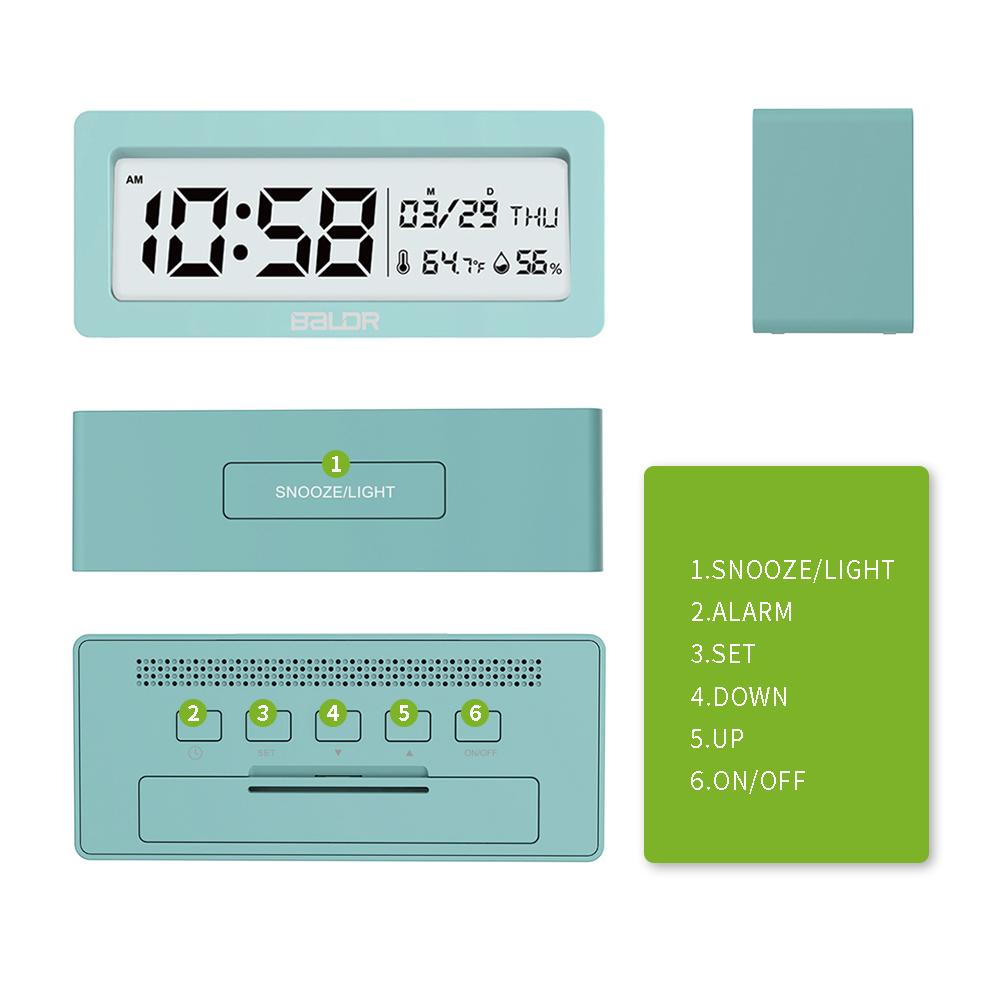 BALDR CL0337 Digital Alarm Clock Large LCD Screen Big Time Display Table Travel Clock - BALDR Electronic