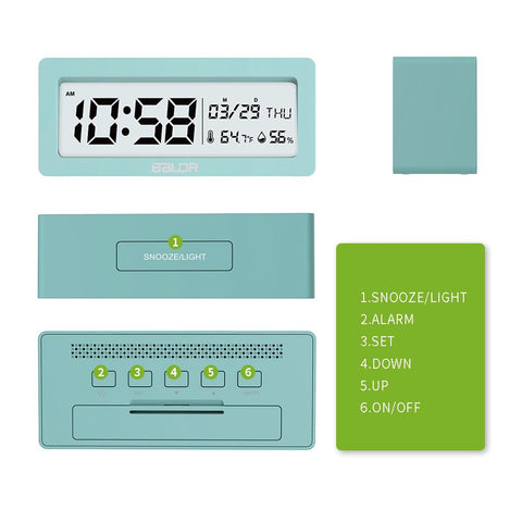 BALDR CL0337 Digital Alarm Clock Large LCD Screen Big Time Display Table Travel Clock - BALDR Electronic