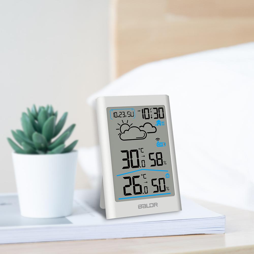 BALDR WS0341 Indoor & Outdoor Thermometer Hygrometer w/ Backlight, Wireless Weather Station, Temperature Monitor & Humidity Gauge, Battery-Operated - BALDR Electronic